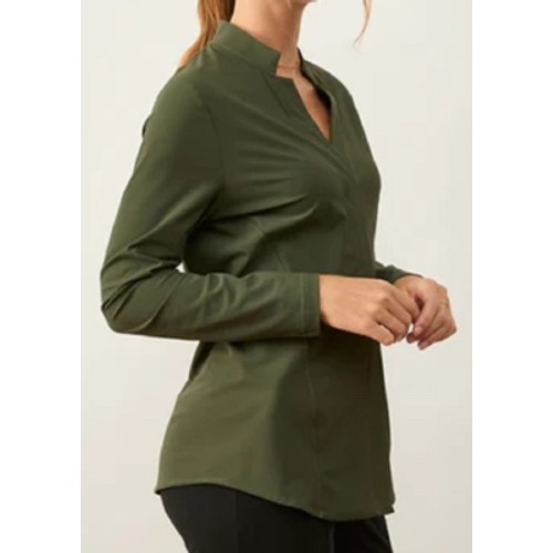 Aday Women's Something Borrowed Shirt Green Relaxed Fit Long Line- Size Medium